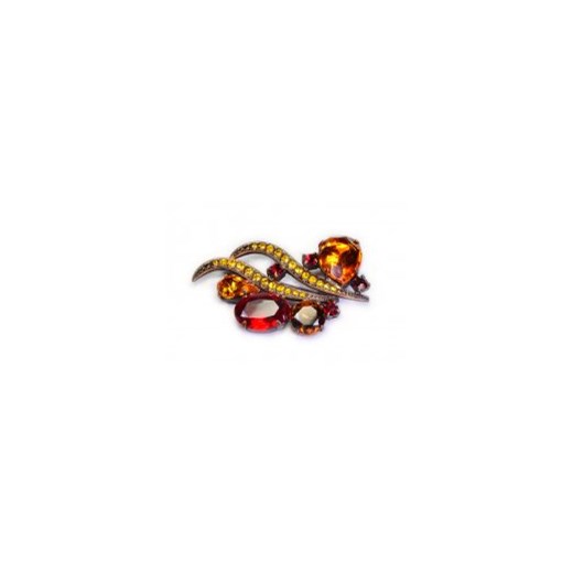 Broszka miodowa z czerwienią kiara-sztuczna-bizuteria-jablonex brazowy kamienie