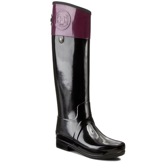 Kalosze HUNTER - Sandhurst Caryle W25251 Black/Dark Ruby eobuwie-pl  bez zapięcia