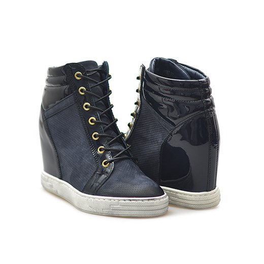 Sneakersy Carinii B3133/M-C96 Granatowe nubuk + lakier arturo-obuwie szary elegancki