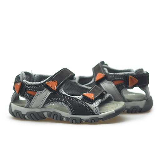 Sandałki dziecięce Kornecki 3180 Czarny arturo-obuwie szary na rzepy