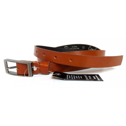 Pasek Damski Skórzany Gładki 20 mm Rudy torebunie-pl brazowy casual