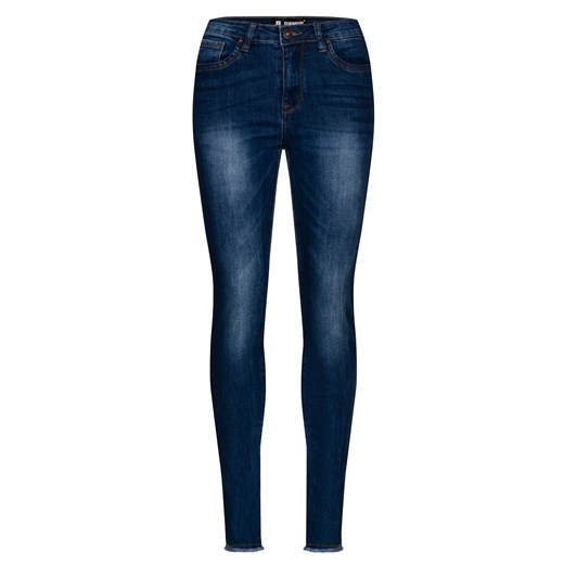 Klasyczne ciemne jeansy z wysokim stanem denimbox-pl czarny Jeansy damskie skinny