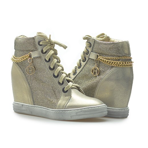 Sneakersy Carinii B3028-F76-G25-000-A32 Złote lico arturo-obuwie szary elegancki