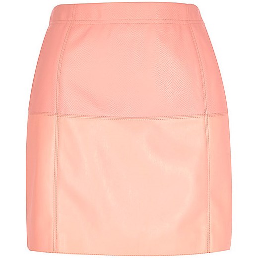 Pink leather-look pelmet skirt  river-island rozowy Spódnice skórzane