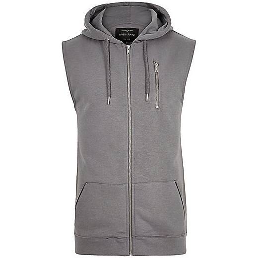 Grey zip-up sleeveless hoodie  river-island szary wiosna
