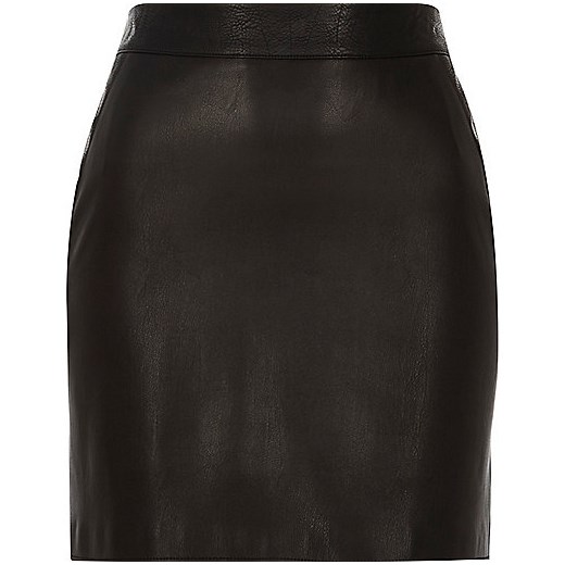 Black leather-look mini skirt  river-island czarny lato