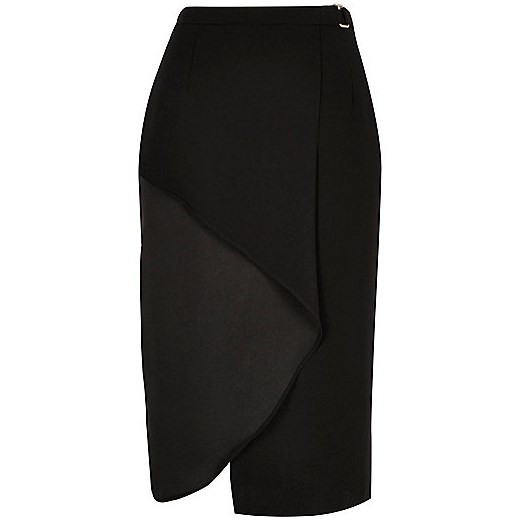 Black frilly wrap front skirt  river-island czarny lato
