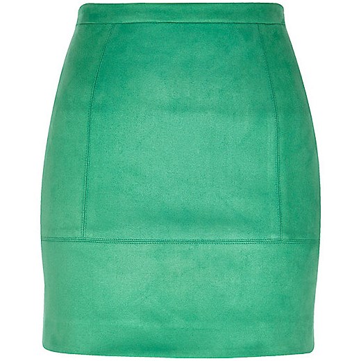 Green faux suede A-line skirt  river-island zielony lato