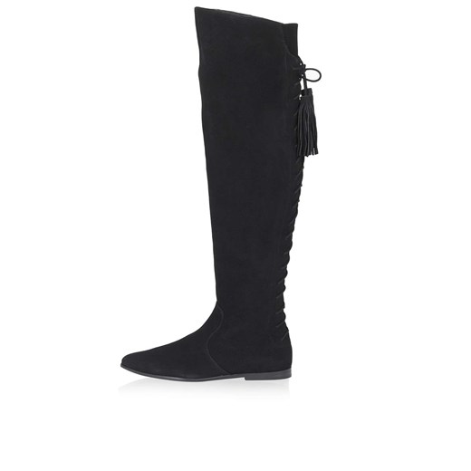 DRIFTER Lace-Up High Leg Boots topshop czarny bez wzorów