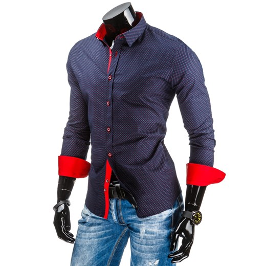 Koszula męska granatowa (dx0944) dstreet niebieski fit