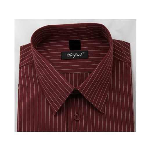 Rafael koszula bordowa 48 182/188 kr. klasyczna krzysztof-pl czerwony bawełna