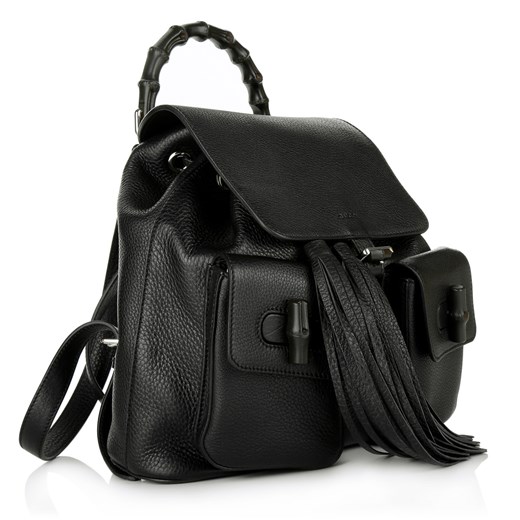 "Bamboo Leather Backpack Black torebki czarny" fashionette czarny elegancki