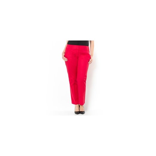 Spodnie o zwężanym kroju z bawełnianej satyny la-redoute-pl czerwony bawełna