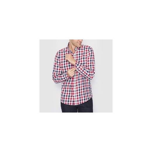 Koszula w kratę z długim rękawem, prosty fason la-redoute-pl rozowy bawełna