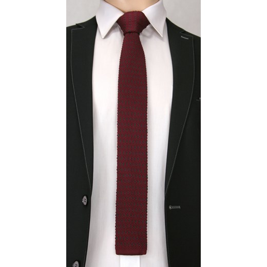 Dziergany krawat typu knit - Chattier KRCH0789 jegoszafa-pl czerwony dzianina