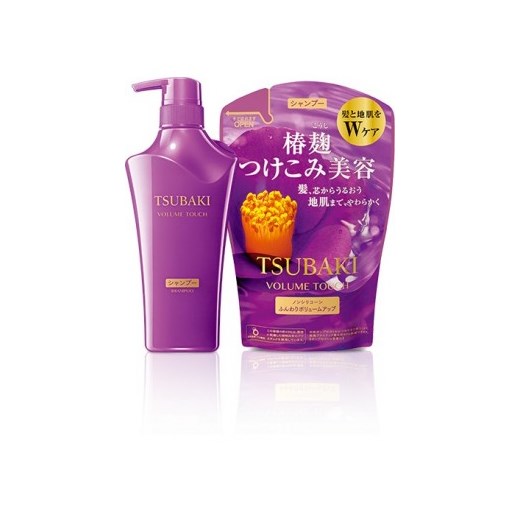 Azjatyckie kosmetyki Shiseido Tsubaki Volume Touch Shampoo japanstore fioletowy krem nawilżający