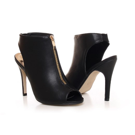 Czarne sandały open toe /B2-3 Q70 Sx529/ pantofelek24 czarny skóra