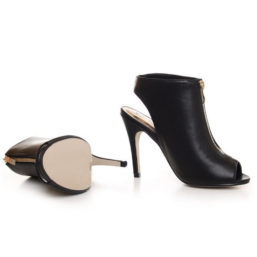 Czarne sandały open toe /B2-3 Q70 Sx529/ pantofelek24 czarny na obcasie