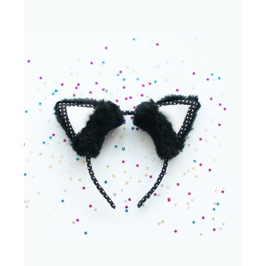 Opaska z uszami czarnego kota kids-showroom-pl bialy 