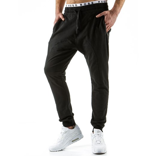 Spodnie męskie dresowe baggy czarne (ux0515) dstreet czarny bawełna