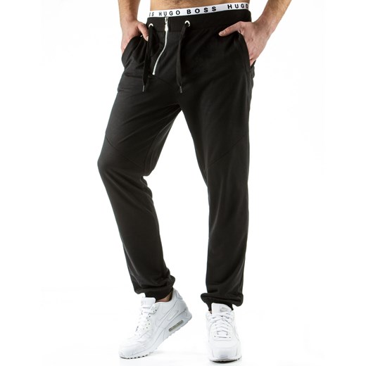 Spodnie męskie dresowe baggy czarne (ux0529) dstreet czarny bawełna