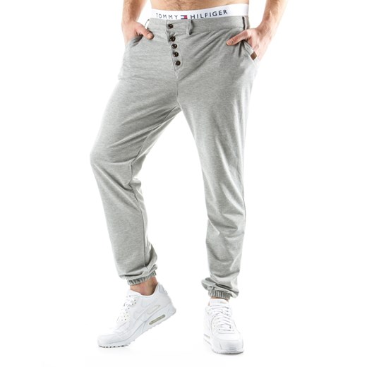 Spodnie męskie dresowe baggy szare (ux0535) dstreet bialy bawełna