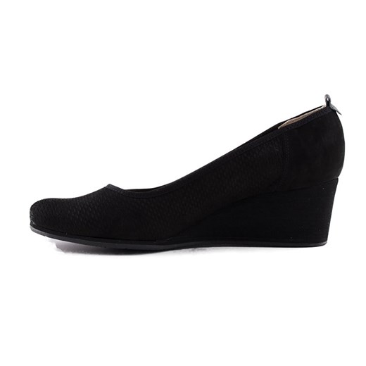 0304P-061 Marco Shoes półbuty czarne na koturnie - nubuk milandi-pl czarny Półbuty damskie na koturnie