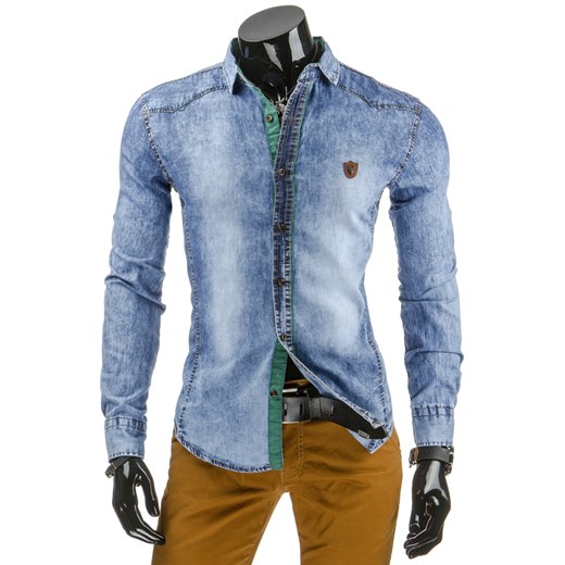 Koszula męska jeansowa (dx0949) dstreet niebieski bawełna
