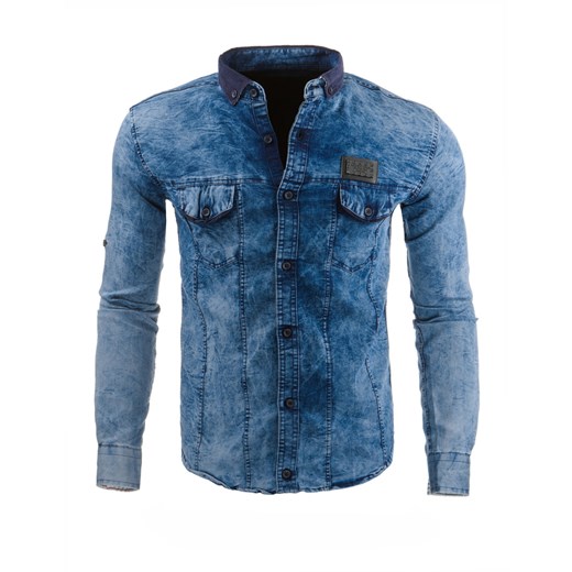 Koszula męska jeansowa (dx0950) dstreet niebieski bawełna