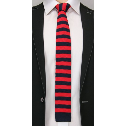 Dziergany krawat typu knit - Alties KRALTS0002 jegoszafa-pl czerwony dzianina