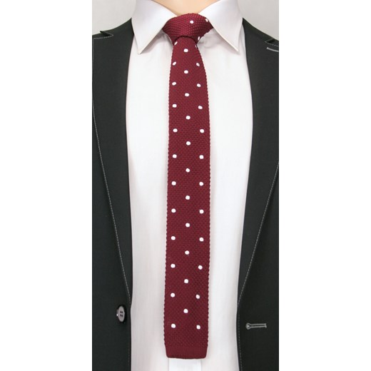 Dziergany krawat typu knit - Alties KRALTS0010 jegoszafa-pl czerwony dzianina