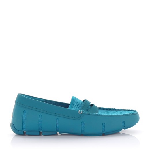 Swims Penny Loafers gumowe siatka turkusowe budapester-com niebieski guma