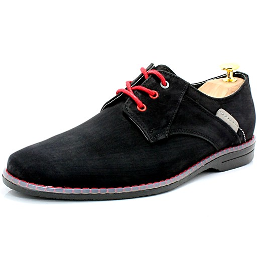 KENT 272M CZARNY CZERWONY- Skórzane buty casual nowy wzór sklep-obuwniczy-kent czarny codzienny
