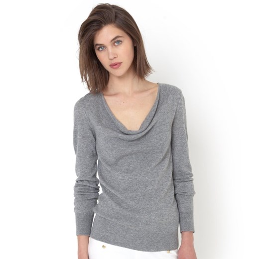 Sweter, 100% wełny kaszmirowej, dekolt typu woda