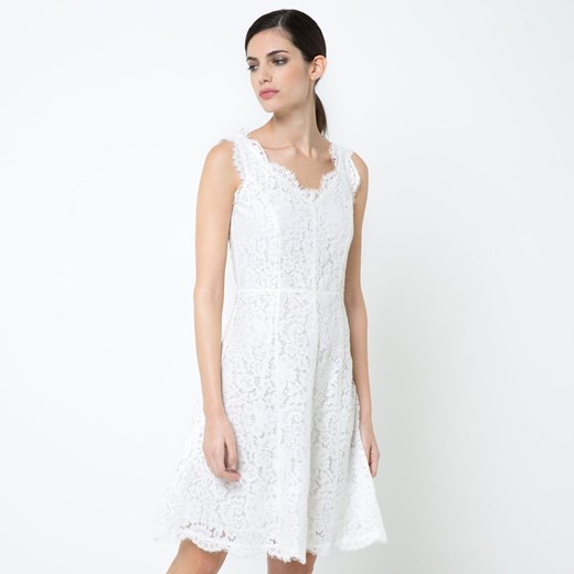 Sukienka koronkowa z godetami la-redoute-pl bialy bawełna