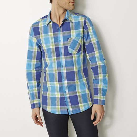 Koszula w kratę la-redoute-pl niebieski bawełna