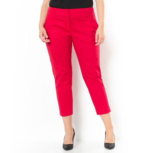 Spodnie o długości 7/8 z bawełnianej satyny la-redoute-pl czerwony 