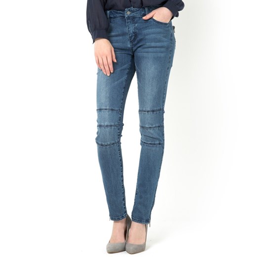 Jeansy w stylu motocyklowym, slim stretch la-redoute-pl niebieski bawełna