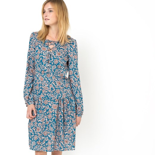 Sukienka z nadrukiem la-redoute-pl niebieski dopasowane