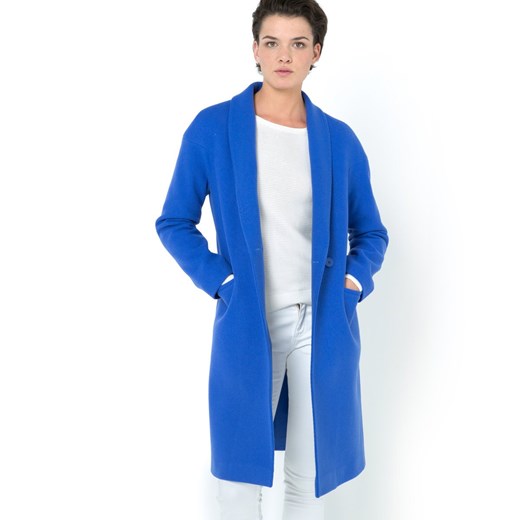 Płaszcz o owalnym fasonie - 80% wełny la-redoute-pl niebieski 