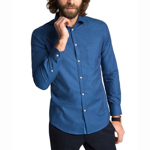 Koszula z nadrukiem z długim rękawem la-redoute-pl niebieski bawełna