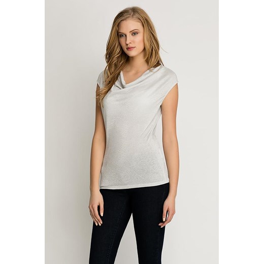 Koszulka z metaliczną nitką, dekolt woda orsay-com bezowy T-shirty