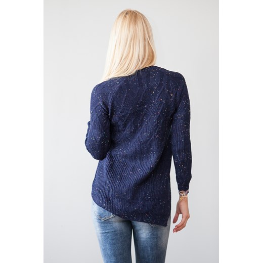 Sweter z wplecionymi kolorowymi nitkami granatowy fasardi-com granatowy zima