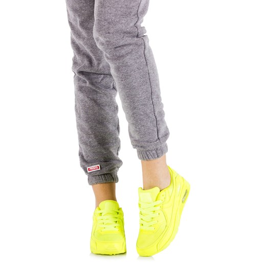 Limonkowe Buty Sportowe Zoja born2be-pl zolty na platformie