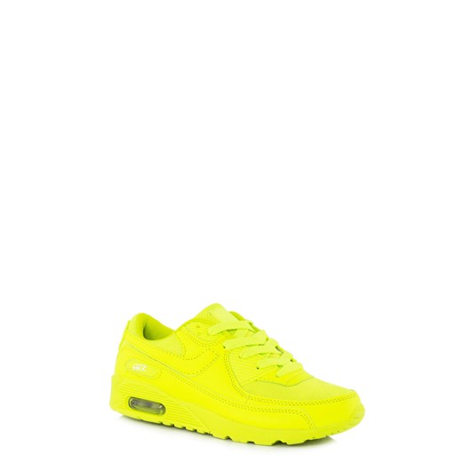 Limonkowe Buty Sportowe Zoja born2be-pl zolty skóra ekologiczna