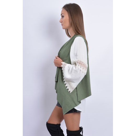 Kamizelka zamszowa waterfall khaki cocomoda-pl poliester