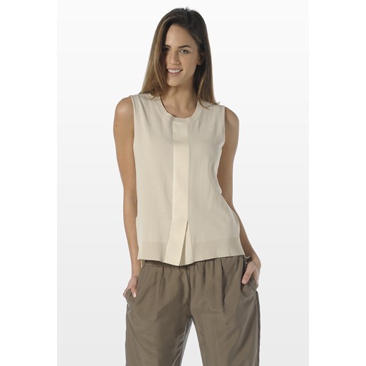 BASIC COTTON AND VISCOSE TOP stefanel bezowy casual