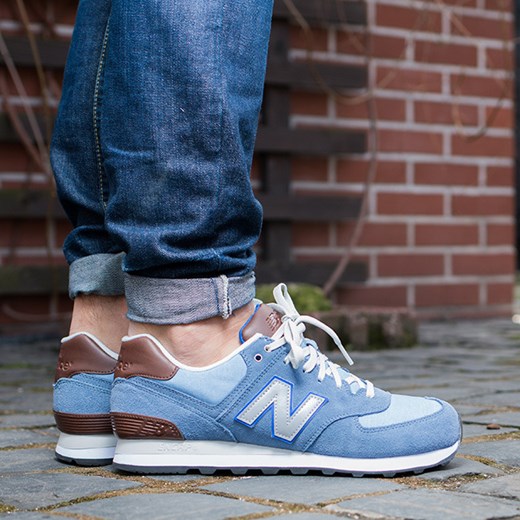 Buty męskie sneakersy New Balance ML574BCD sneakerstudio-pl brazowy skóra