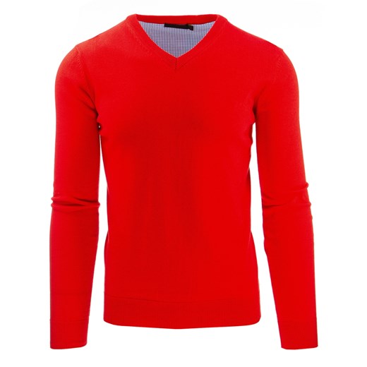 Sweter męski czerwony (wx0758) dstreet czerwony wiosna