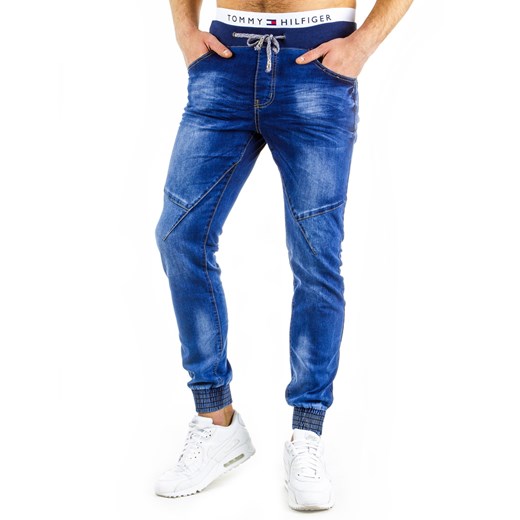 Spodnie joggery męskie jeansowe (ux0568) dstreet niebieski wiosna